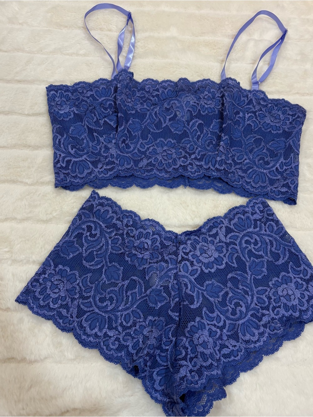 Lace Bralette & Boyshort Set in purple Handmade in USA